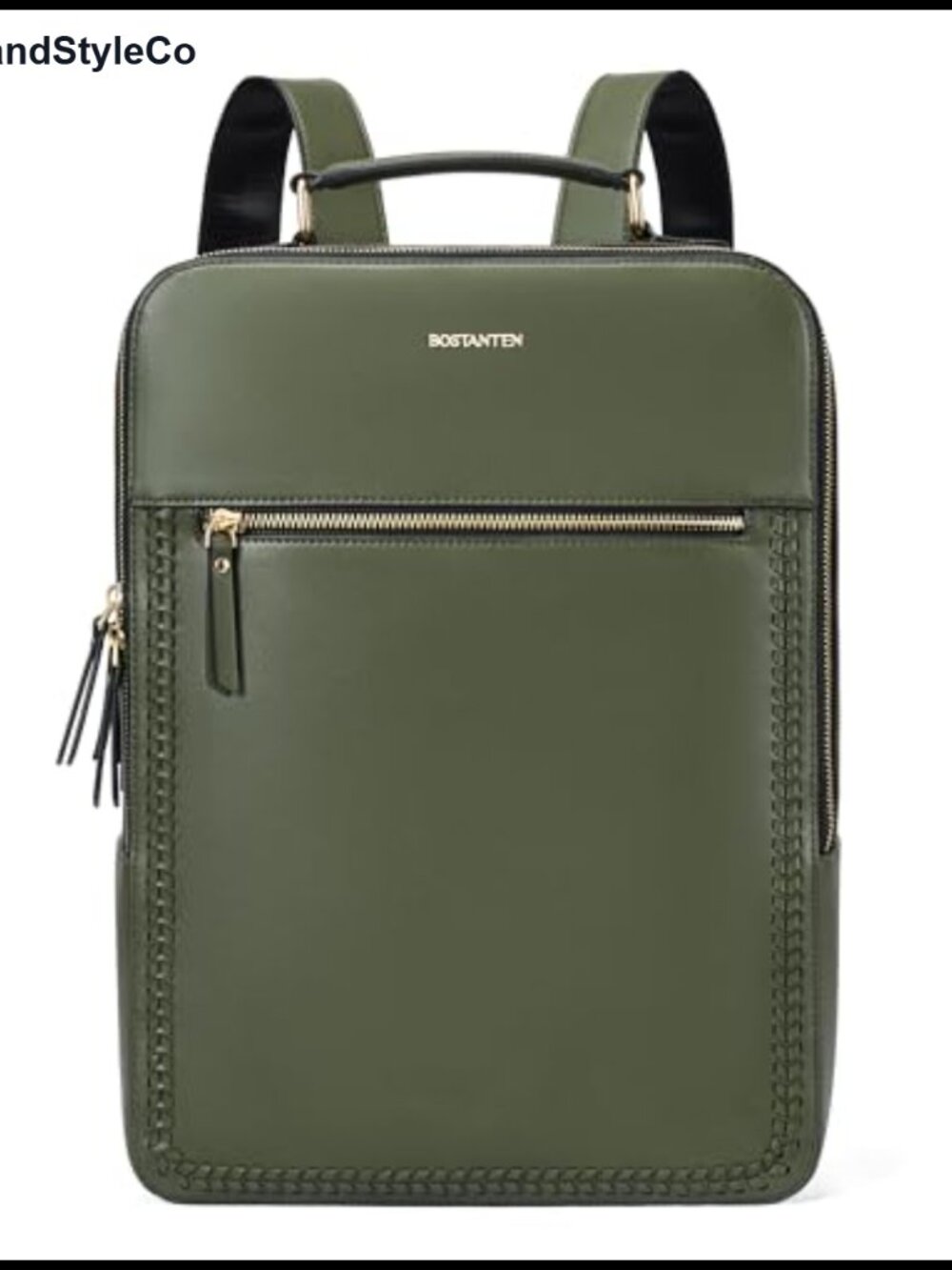 Leather Laptop Backpack Fits 15.6 inch Woven Work Travel Bag